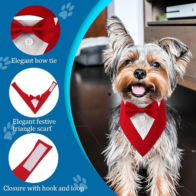 Dog Wedding Bandana, Formal Dog Tuxedo Adjustable Pet Collar - Image 3