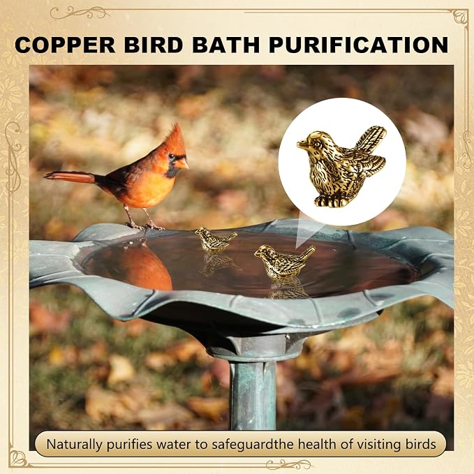 4 Pcs Mini Bird Shape Copper Bath Disk Ornaments Copper Bird Bath Purification - Image 4