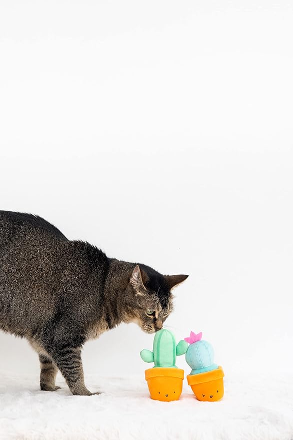 Pearhead Prickly Plants Cat Toy Set, Cute Catnip Toys, Plush Cactus Interactive - Image 4