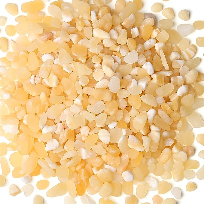 1lb Yellow Jade Aquarium Gravel Rocks Natural Tumbled Healing Crystal Chips by YATOJUZI
