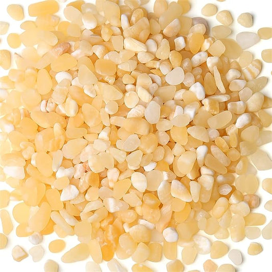 1lb Yellow Jade Aquarium Gravel Rocks Natural Tumbled Healing Crystal Chips by YATOJUZI
