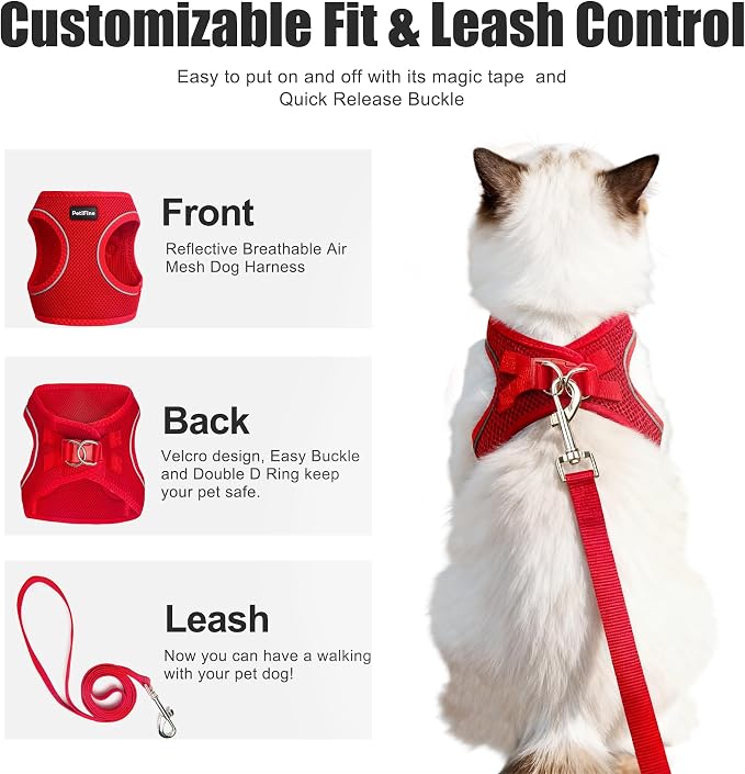 PetiFine Cat Harness and Leash Set, Escape Proof Kitten Harness Reflective - Image 2