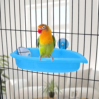 Wontee Bird Bath Box with Mirror Portable Parrot Hanging Bathroom Bathing Tub - Image 3