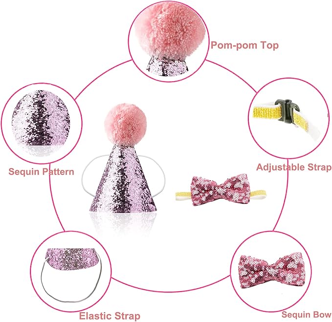 Christmas Pet Party Jazz Hat and Blingbling Bow Tie Breakaway Collar Set - Image 3