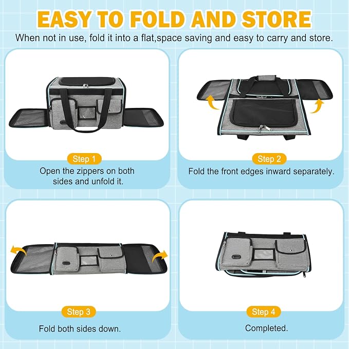 HUANLANG Soft-Sided Cat Carrier Airline Approved, Dog Carriers - Image 9