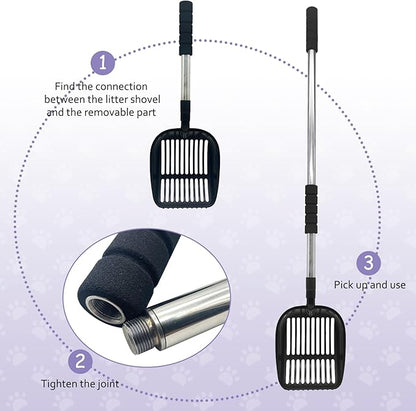 PINVNBY Cat Litter Scooper, Long Handle Litter Sifter Scoop - Image 3