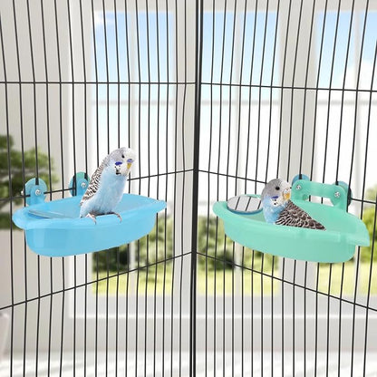 Wontee Bird Bath Box with Mirror Portable Parrot Hanging Bathroom Bathing Tub - Image 2