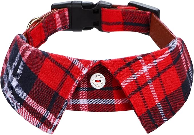 Faleela Cotton Plaid Shirt Style Dog Collar Soft Cute, Boy Dog Collar by Faleela