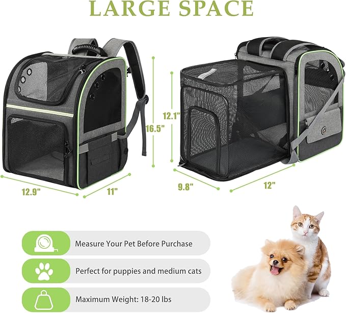 Cat Carrier Backpack, Large Cat Backpack Carrier Soft, Expandable Airline - Image 2