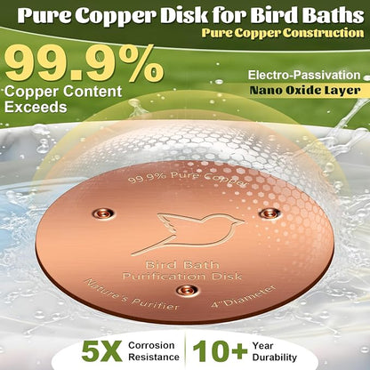 NNG 3 Pack Bird Bath Copper Disk, 1mm Thick Reinforced 99.9% Pure Copper Bird - Image 3