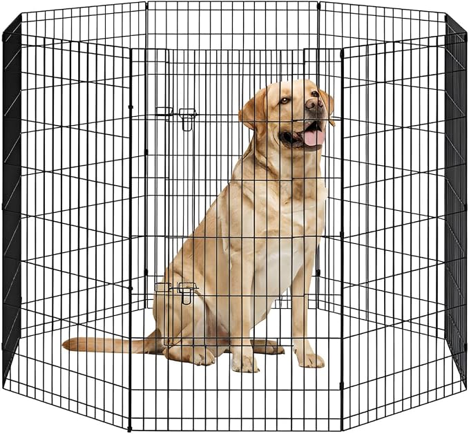 FDW 48 Inch Dog Pen 8 Panel Dog Playpen Indoor Outdoor Metal Puppy Pet Fence by FDW