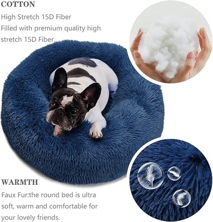 Calming Donut Dogs Beds for Small Dogs Washable, 23inch Plush Round Pet Bed for - Image 4
