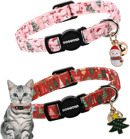 2 Pack Christmas Cat Collars Breakaway by DOGWONG