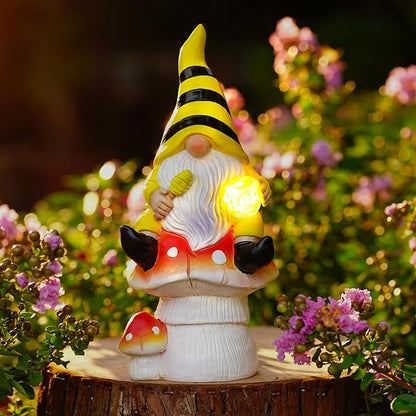 Solar Gnome on Mushroom Decor for Yard Decorations by Fashionoda