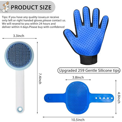 GJEASE Cat Grooming Glove Brush, Self-Cleaning Slicker Pet Brush - Image 4