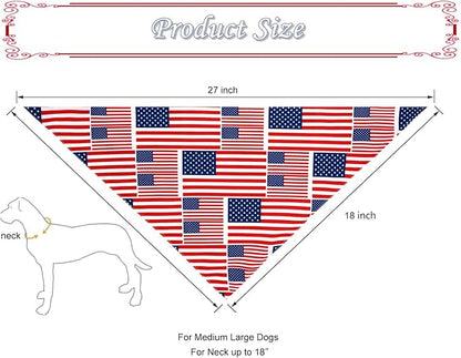 American Flag Dog Bandanas, 4th of July Dog Bandana, Large Summer Triangle - Image 2