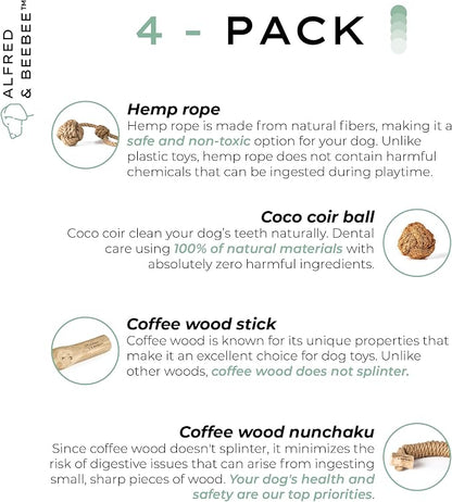 Alfred & Beebee Eco-Friendly Natural Coffee Wood Dog Chew Toy 4 Pack - Image 9