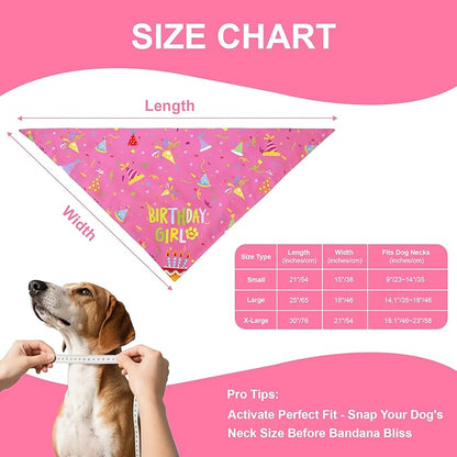 Dog Birthday Bandana Girl for Medium Large Dogs, Reversible 2 Patterns in 1 - Image 4