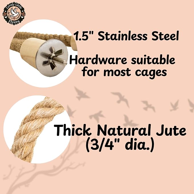 Bird Rope Perch for Parrots, Bendable Natural Jute Boing - Image 3