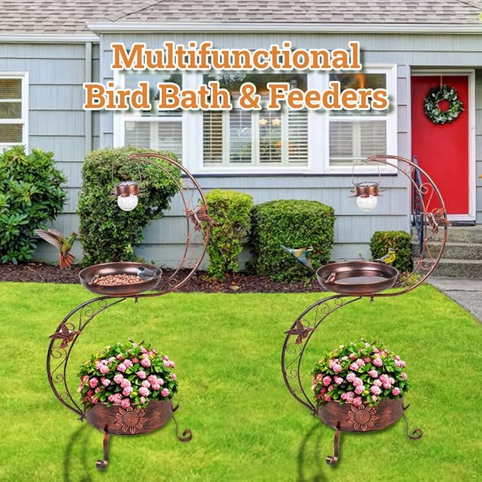 VEWOGARDEN S Bird Baths for Outdoors Metal Standing Bird Bath - Image 2