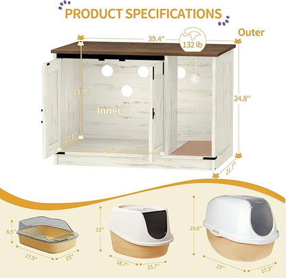 Cat Litter Box Enclosure, Hidden Litter Box Cabinet Furniture - Image 4