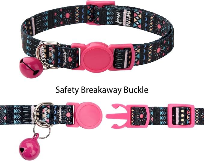 Cat Collar Breakaway with Bells, 3 Pack Girl Boy Pet Cat Collar with Bohemia - Image 2