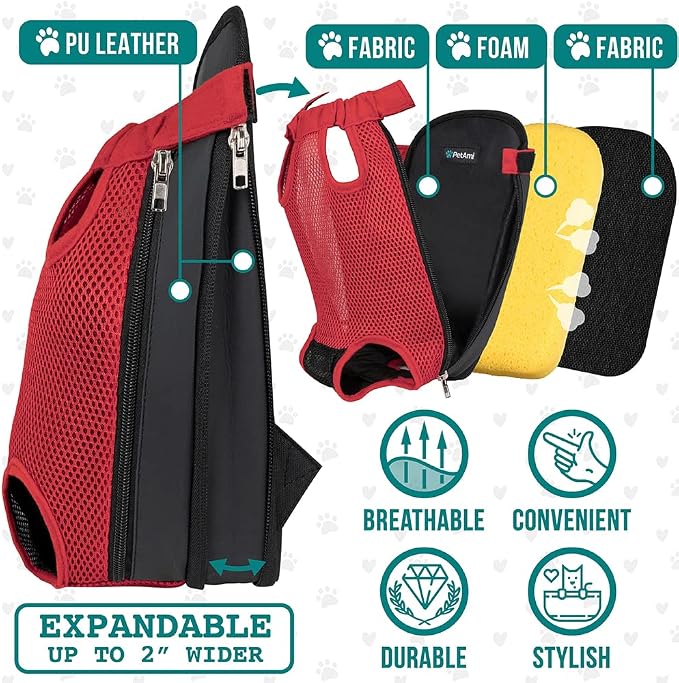 PetAmi Dog Carrier Backpack, Adjustable Dog Pet Cat Front Carrier Backpack | - Image 3