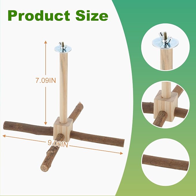 Rotating Bird Perches, Natural Wooden Perch - Image 2