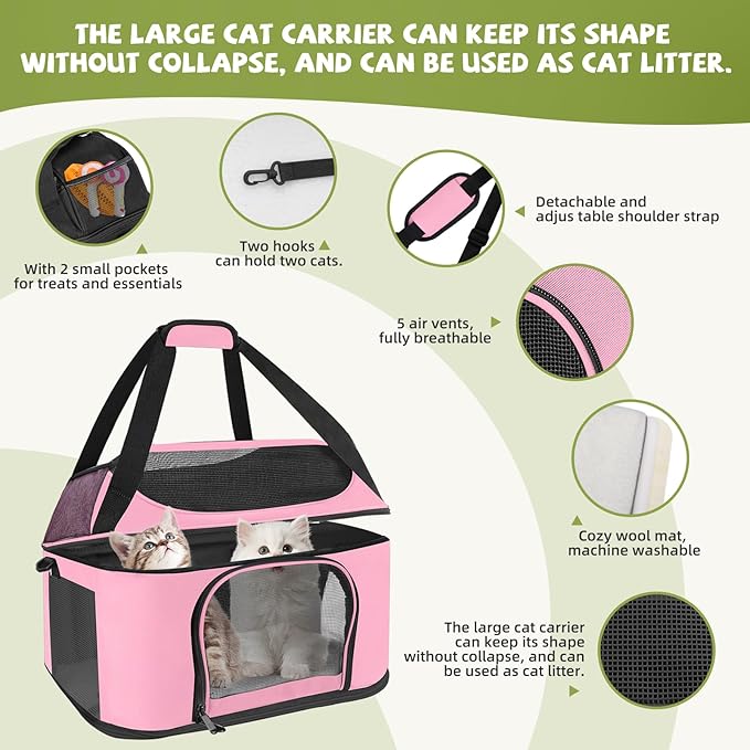 Premium Cat Carrier for Pets Up to 20 Lbs, Cat Travel Bag Soft-Sided Backpack - Image 6