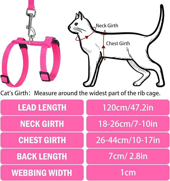 PUPTECK Adjustable Cat Harness and Leash Set Escape Proof Kitten Strap Collar - Image 2