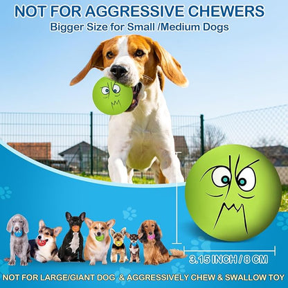 3.14" Squeaky Dog Toys Funny Smile Face Chewing Latex Rubber Soft Fetch Play - Image 2