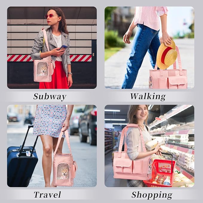 Dog Carrier, Cat Carrier, Pet Carrier, Foldable Waterproof Premium PU Leather - Image 2