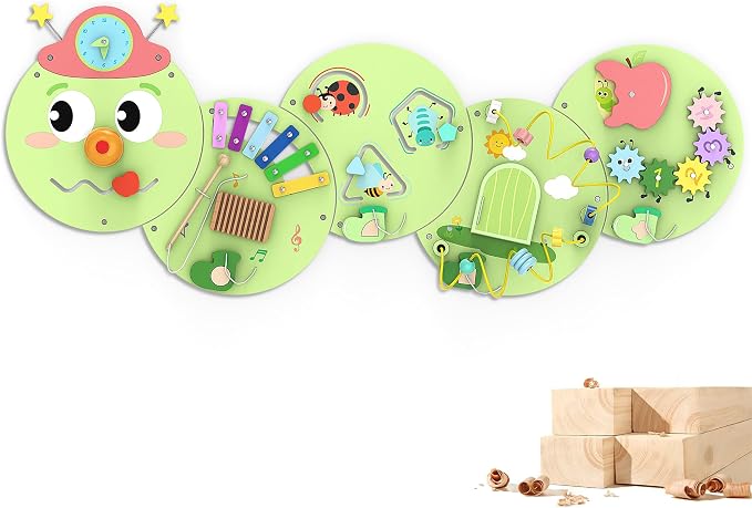 BlueWood Wooden Wall Busy Board Panels, Toddler Learning Activity Center by BlueWood