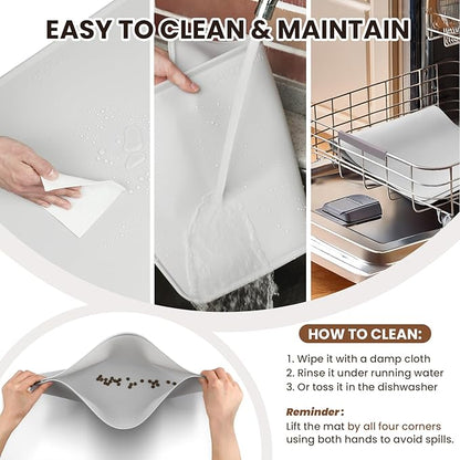 VIVAGLORY Dog Food Mat Flexmat Dog Bowl Mat, Placemat Food Tray - Image 5