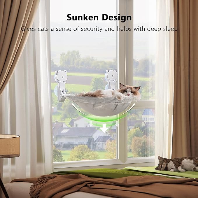 Cat Window Perch Cordless, Glow in The Dark & Stable Cat Beds- Breathable - Image 2