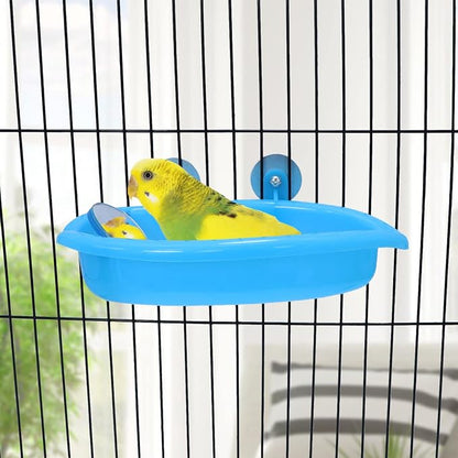 Wontee Bird Bath Box with Mirror Portable Parrot Hanging Bathroom Bathing Tub - Image 2