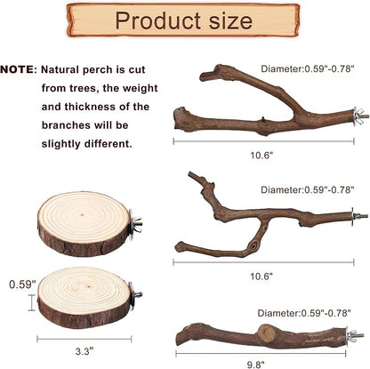 Mogoko 5PCS Bird Perch Natural Wood Grape Stick Stand, 3 Grape Stick Paw - Image 3