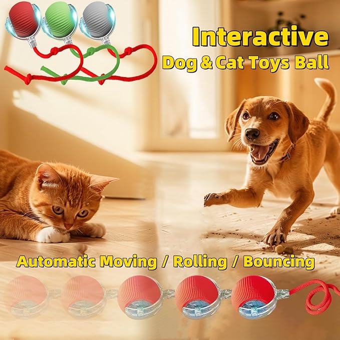 Interactive Dog Cat Toy Ball, Automatic Moving Bouncing Rolling, - Image 2
