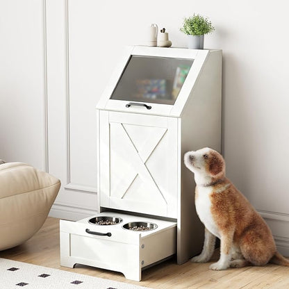 Dog Feeding Station with Storage Cabinet and 2 Elevated Dog Bowls, Hidden Pet - Image 3