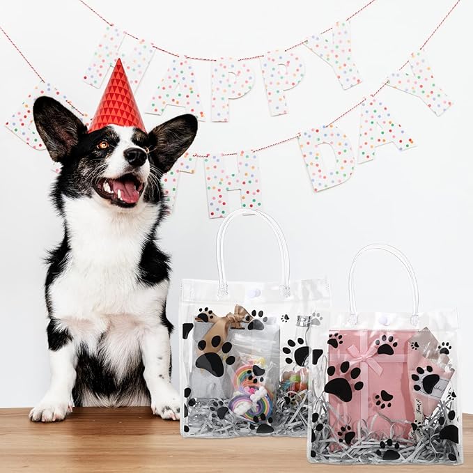 Teling 20 Packs Dog Paw Clear PVC Gift Bags - Image 5