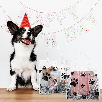 Teling 20 Packs Dog Paw Clear PVC Gift Bags - Image 5