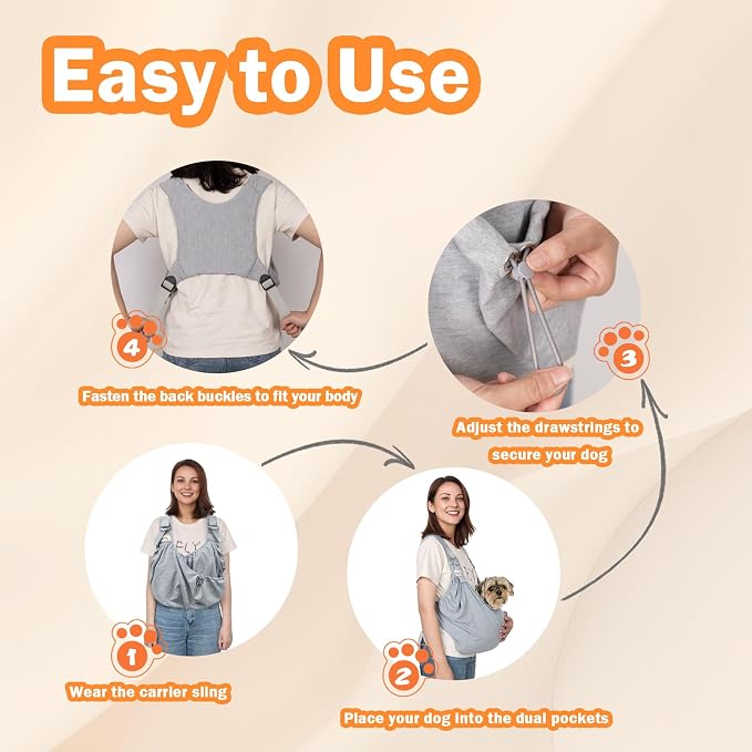 Dog Sling Carriers for Small Dogs, Carrier Sling for Cats and Pupp, Carrying - Image 5