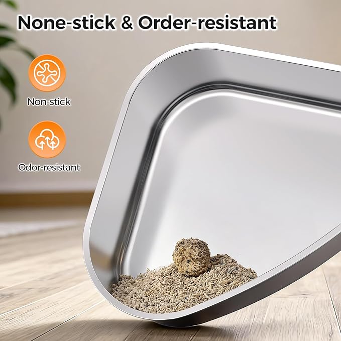 XL Stainless Steel Corner Cat Litter Box - Image 3