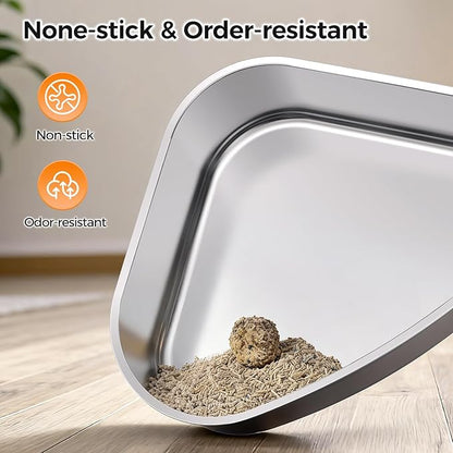 XL Stainless Steel Corner Cat Litter Box - Image 3