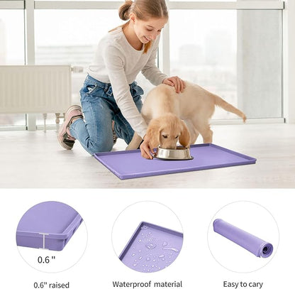 Dog Food Mat, Silicone Waterproof Food Tray, Non Slip Pet Bowl Mats Placemat - Image 2