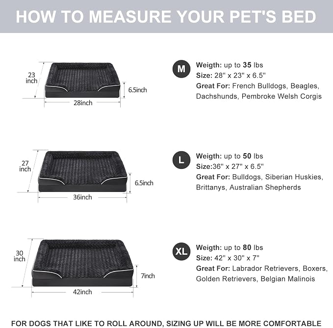 WNPETHOME Dog Beds for Large Sized Dogs, Washable Orthopedic Dog Couch Sofa Bed - Image 3