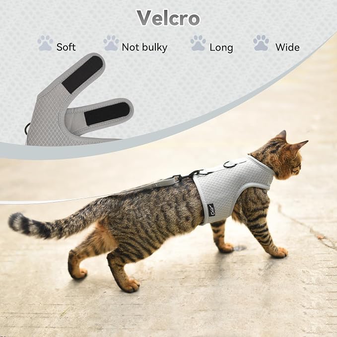Cat Harness and Leash for Walking Escape Proof Breathable Mesh Fabric, Solid - Image 4