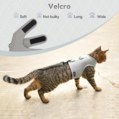Cat Harness and Leash for Walking Escape Proof Breathable Mesh Fabric, Solid - Image 4