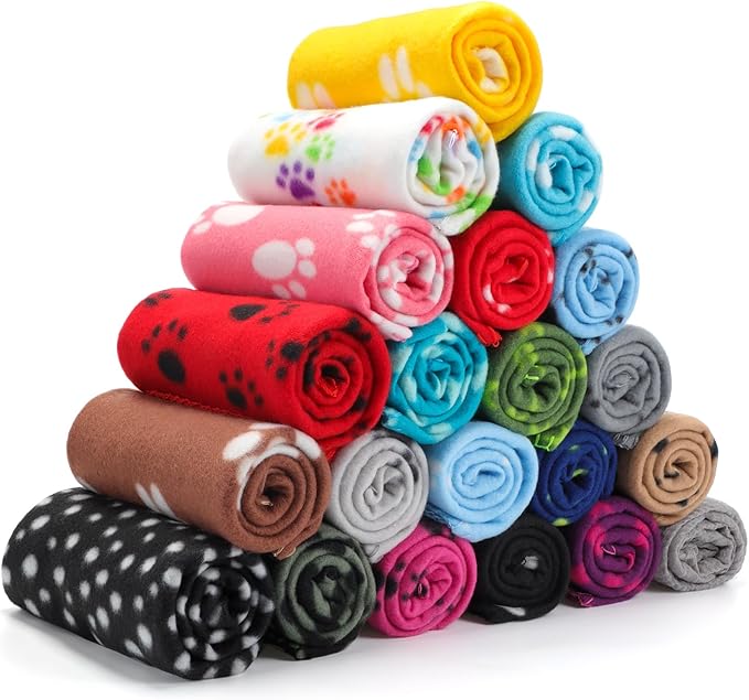 Eccliy 20 Pcs Puppy Blanket Pet Soft Fleece Dog Blankets Warm Felt Throw Sleep by Eccliy