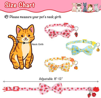 Breakaway Cat Collar with Removable Bow Tie and Bell, Cute Multi-Style Patterns - Image 3